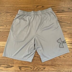 Under Armour Men’s Tech Graphic Shorts Gray Black Big Logo SIZE LG